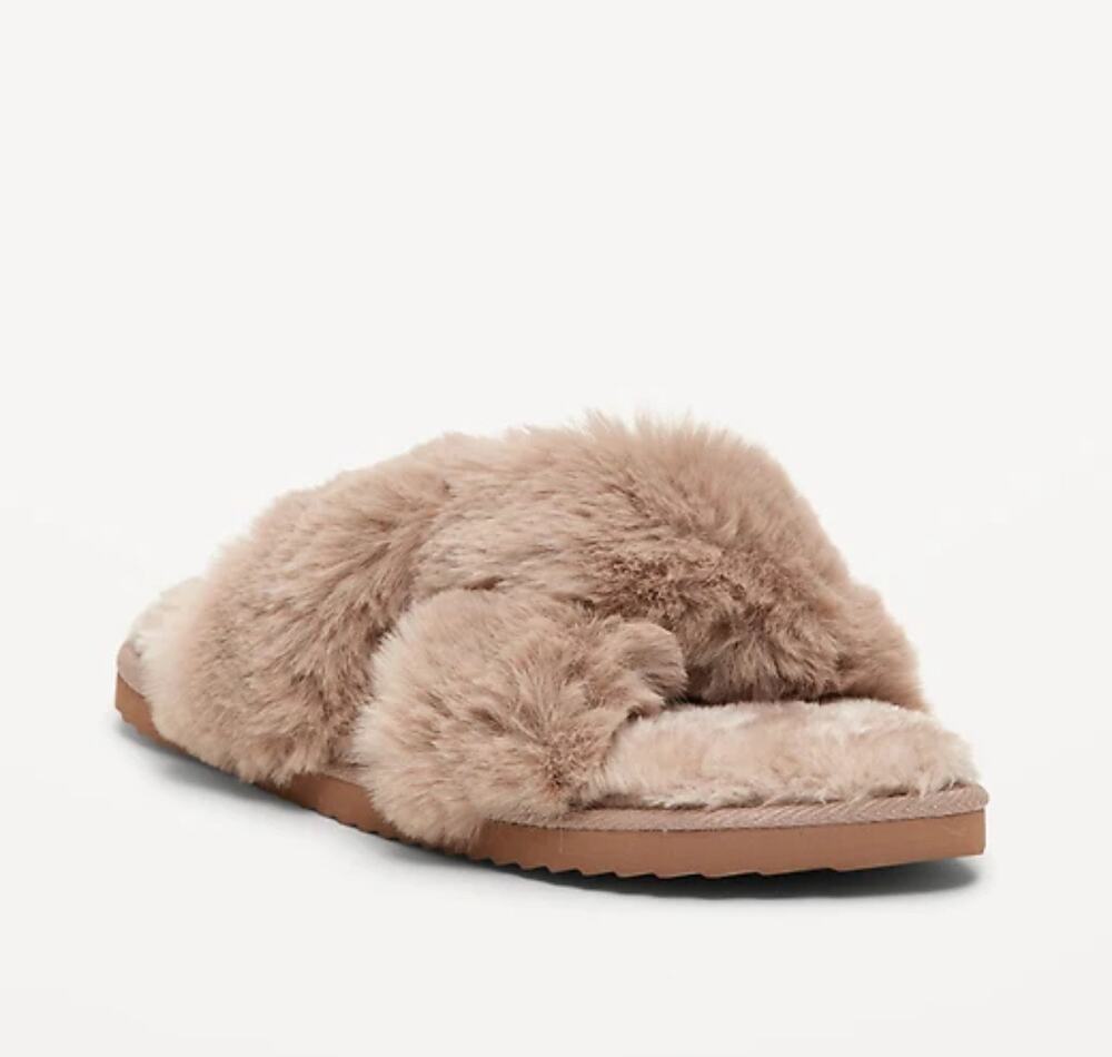 NWT Old Navy faux fur twist front slipper size 10